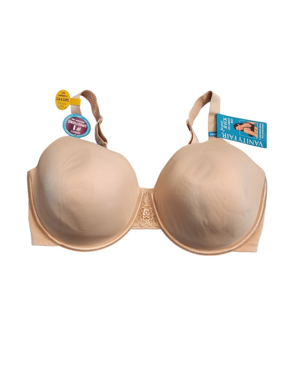 NEW Vanity Fair Smoothing Underwire Beauty Back Bra Beige 38DDD